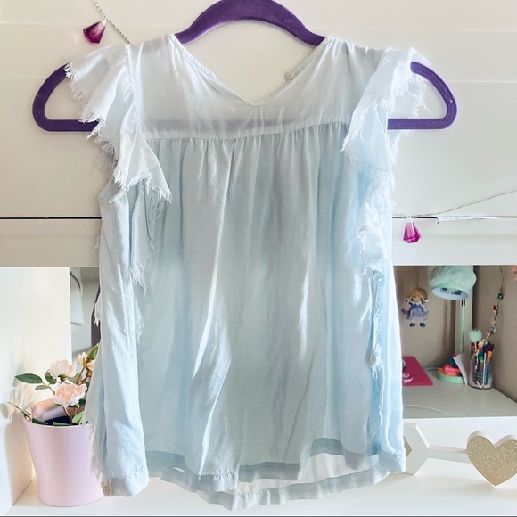 🌸3/$30🌸 Treasure & Bond Girls’ Turquoise Light Blue Ruffle Top 👚🫧 - Picture 2 of 6